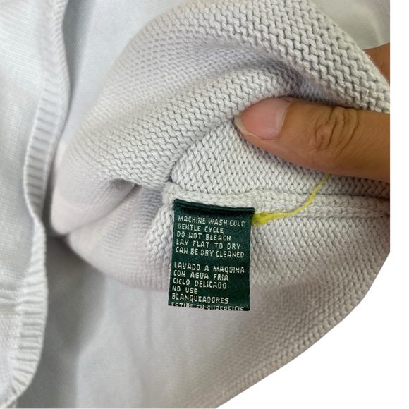 Lauren Ralph Lauren Sweater Women M blue White Striped Cable Knit Classic Preppy - Picture 7 of 11